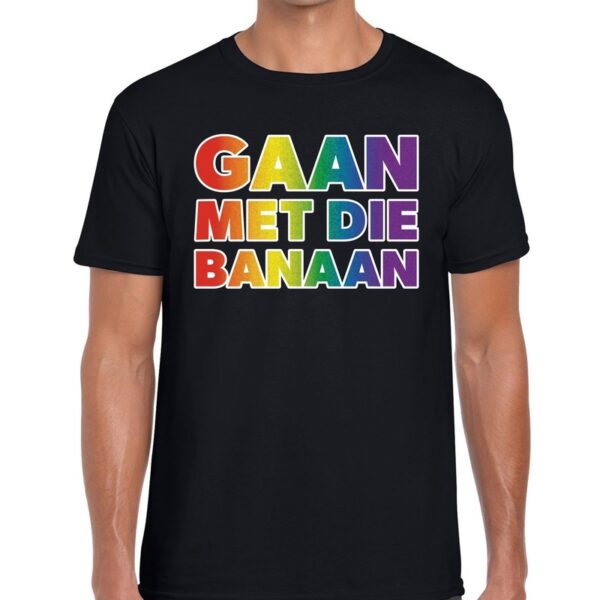 Gaan met die banaan gaypride shirt zwart voor heren