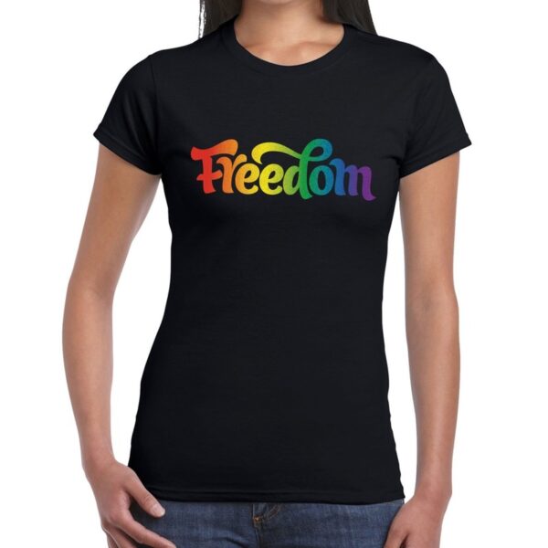 Freedom gaypride shirt zwart voor dames