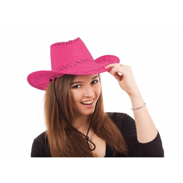 Roze cowboy hoed met stiksels