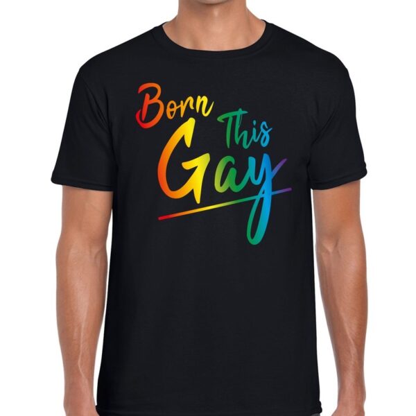 Born this gay regenboog gay pride shirt zwart voor heren