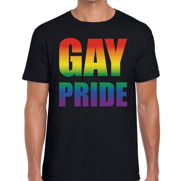 Gay pride regenboog t-shirt zwart voor heren