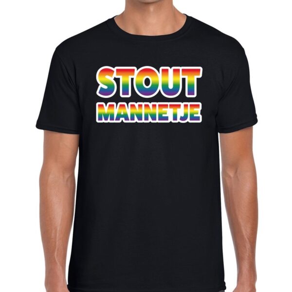 Stout mannetje regenboog gay pride shirt zwart voor heren