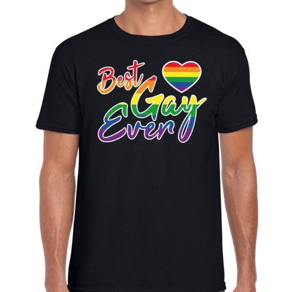 Best gay ever regenboog pride shirt zwart voor heren