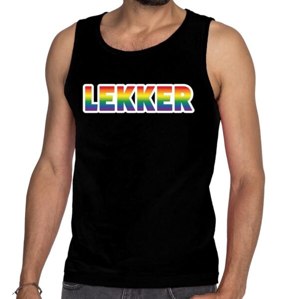 Lekker gay pride tanktop/mouwloos shirt zwart heren