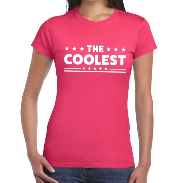 The Coolest tekst t-shirt roze dames