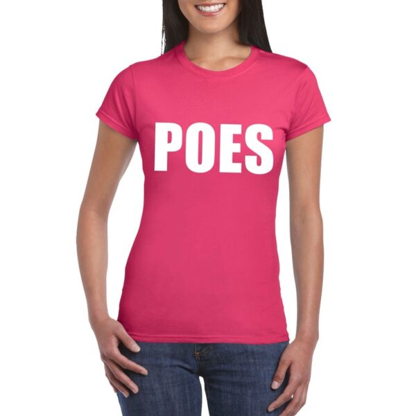 Poes tekst t-shirt roze dames