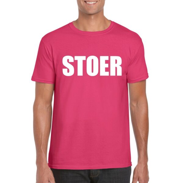 Stoer tekst t-shirt roze heren