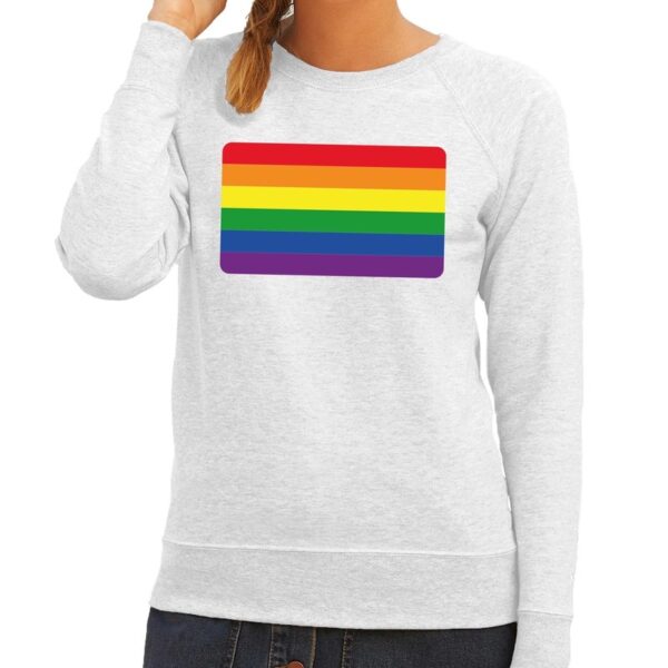 Gay pride regenboog vlag sweater grijs voor dames