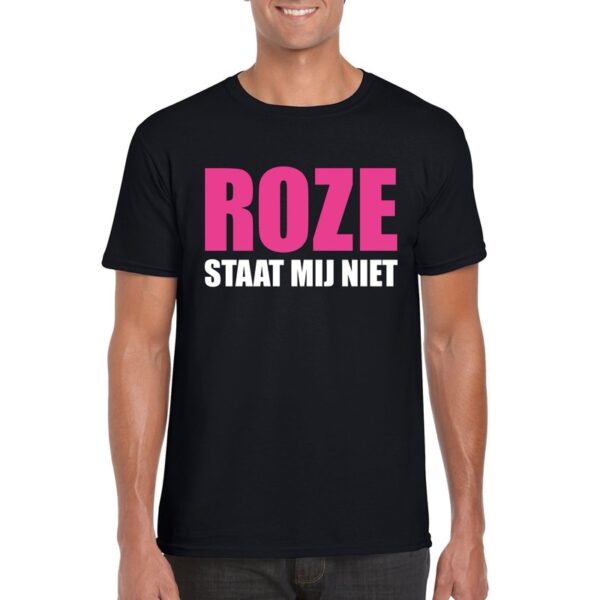 Roze staat mij niet t-shirt zwart heren