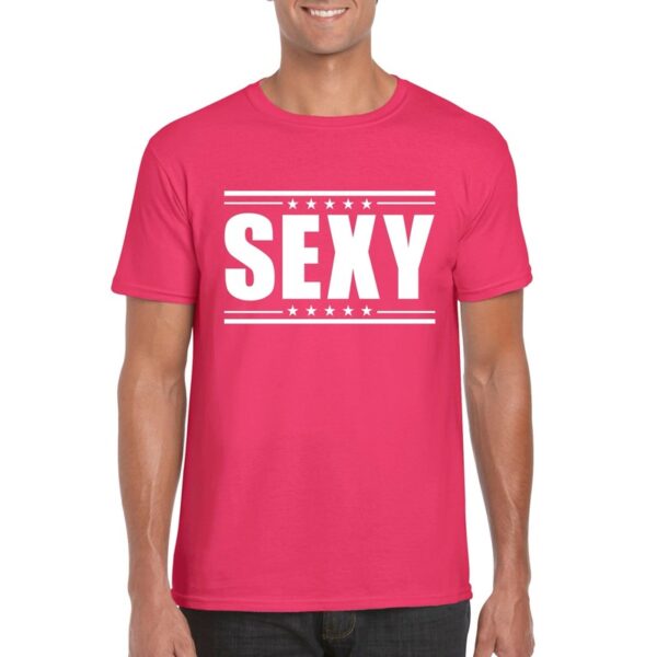 Sexy t-shirt fuscia roze heren