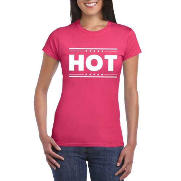 Hot t-shirt fuscia roze dames