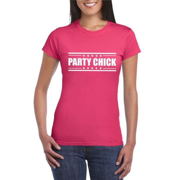 Party chick t-shirt fuchsia roze dames